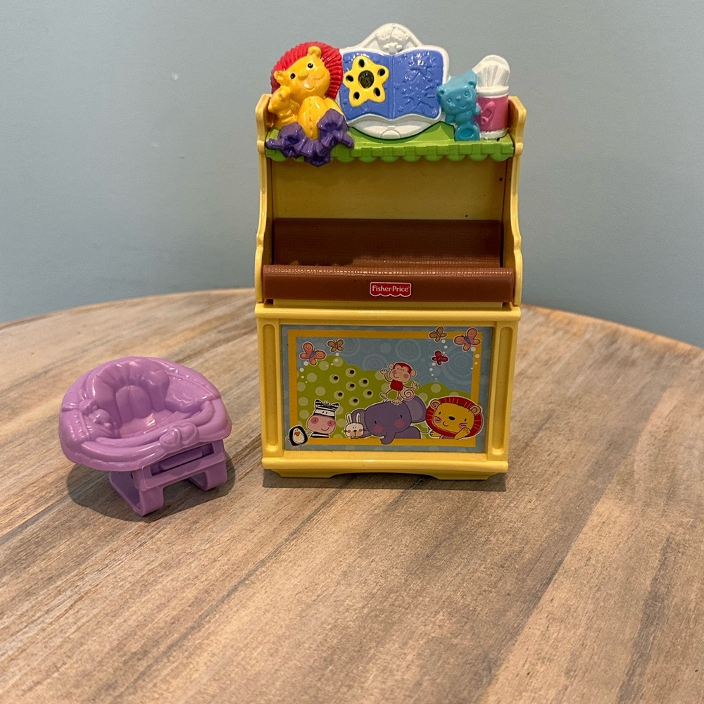 Fisher Price Loving Family Nursery Changing Table and baby seat